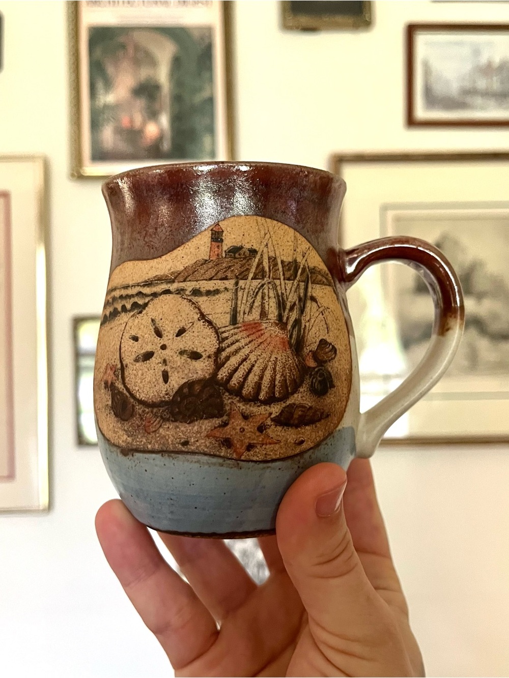 Vintage Otagiri Japan Seashell Beach Stoneware Mug 12 oz